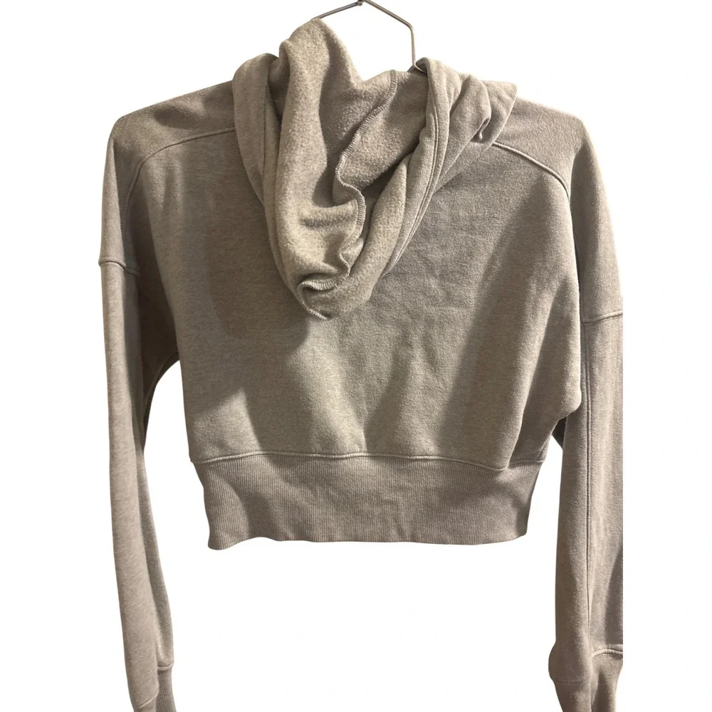 Wild Fable Women Heather Gray Cropped Zip Up Hoodie Sweatshirt Size M - Picture 4 of 4